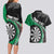 Personalised New Zealand Darts Couples Matching Long Sleeve Bodycon Dress and Hawaiian Shirt Koru Tribal Tattoo and Silver Fern Maori Pattern Green Color