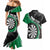 Personalised New Zealand Darts Couples Matching Mermaid Dress and Hawaiian Shirt Koru Tribal Tattoo and Silver Fern Maori Pattern Green Color