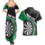 Personalised New Zealand Darts Couples Matching Summer Maxi Dress and Hawaiian Shirt Koru Tribal Tattoo and Silver Fern Maori Pattern Green Color