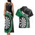 Personalised New Zealand Darts Couples Matching Tank Maxi Dress and Hawaiian Shirt Koru Tribal Tattoo and Silver Fern Maori Pattern Green Color