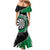 Personalised New Zealand Darts Family Matching Mermaid Dress and Hawaiian Shirt Koru Tribal Tattoo and Silver Fern Maori Pattern Green Color