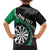 Personalised New Zealand Darts Family Matching Off The Shoulder Long Sleeve Dress and Hawaiian Shirt Koru Tribal Tattoo and Silver Fern Maori Pattern Green Color