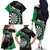 Personalised New Zealand Darts Family Matching Off The Shoulder Long Sleeve Dress and Hawaiian Shirt Koru Tribal Tattoo and Silver Fern Maori Pattern Green Color