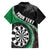 Personalised New Zealand Darts Family Matching Off The Shoulder Long Sleeve Dress and Hawaiian Shirt Koru Tribal Tattoo and Silver Fern Maori Pattern Green Color