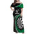 Personalised New Zealand Darts Family Matching Off Shoulder Maxi Dress and Hawaiian Shirt Koru Tribal Tattoo and Silver Fern Maori Pattern Green Color