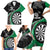 Personalised New Zealand Darts Family Matching Short Sleeve Bodycon Dress and Hawaiian Shirt Koru Tribal Tattoo and Silver Fern Maori Pattern Green Color