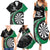 Personalised New Zealand Darts Family Matching Summer Maxi Dress and Hawaiian Shirt Koru Tribal Tattoo and Silver Fern Maori Pattern Green Color