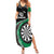 Personalised New Zealand Darts Family Matching Summer Maxi Dress and Hawaiian Shirt Koru Tribal Tattoo and Silver Fern Maori Pattern Green Color