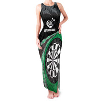 Personalised New Zealand Darts Family Matching Tank Maxi Dress and Hawaiian Shirt Koru Tribal Tattoo and Silver Fern Maori Pattern Green Color