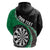 Personalised New Zealand Darts Hoodie Koru Tribal Tattoo and Silver Fern Maori Pattern Green Color