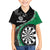 Personalised New Zealand Darts Kid Hawaiian Shirt Koru Tribal Tattoo and Silver Fern Maori Pattern Green Color