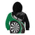 Personalised New Zealand Darts Kid Hoodie Koru Tribal Tattoo and Silver Fern Maori Pattern Green Color