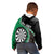 Personalised New Zealand Darts Kid Hoodie Koru Tribal Tattoo and Silver Fern Maori Pattern Green Color