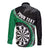 Personalised New Zealand Darts Long Sleeve Button Shirt Koru Tribal Tattoo and Silver Fern Maori Pattern Green Color