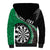 Personalised New Zealand Darts Sherpa Hoodie Koru Tribal Tattoo and Silver Fern Maori Pattern Green Color