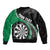 Personalised New Zealand Darts Sleeve Zip Bomber Jacket Koru Tribal Tattoo and Silver Fern Maori Pattern Green Color