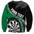 Personalised New Zealand Darts Sweatshirt Koru Tribal Tattoo and Silver Fern Maori Pattern Green Color