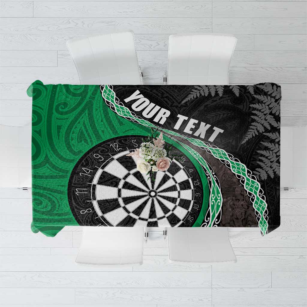 Personalised New Zealand Darts Tablecloth Koru Tribal Tattoo and Silver Fern Maori Pattern Green Color LT03 Green - Polynesian Pride