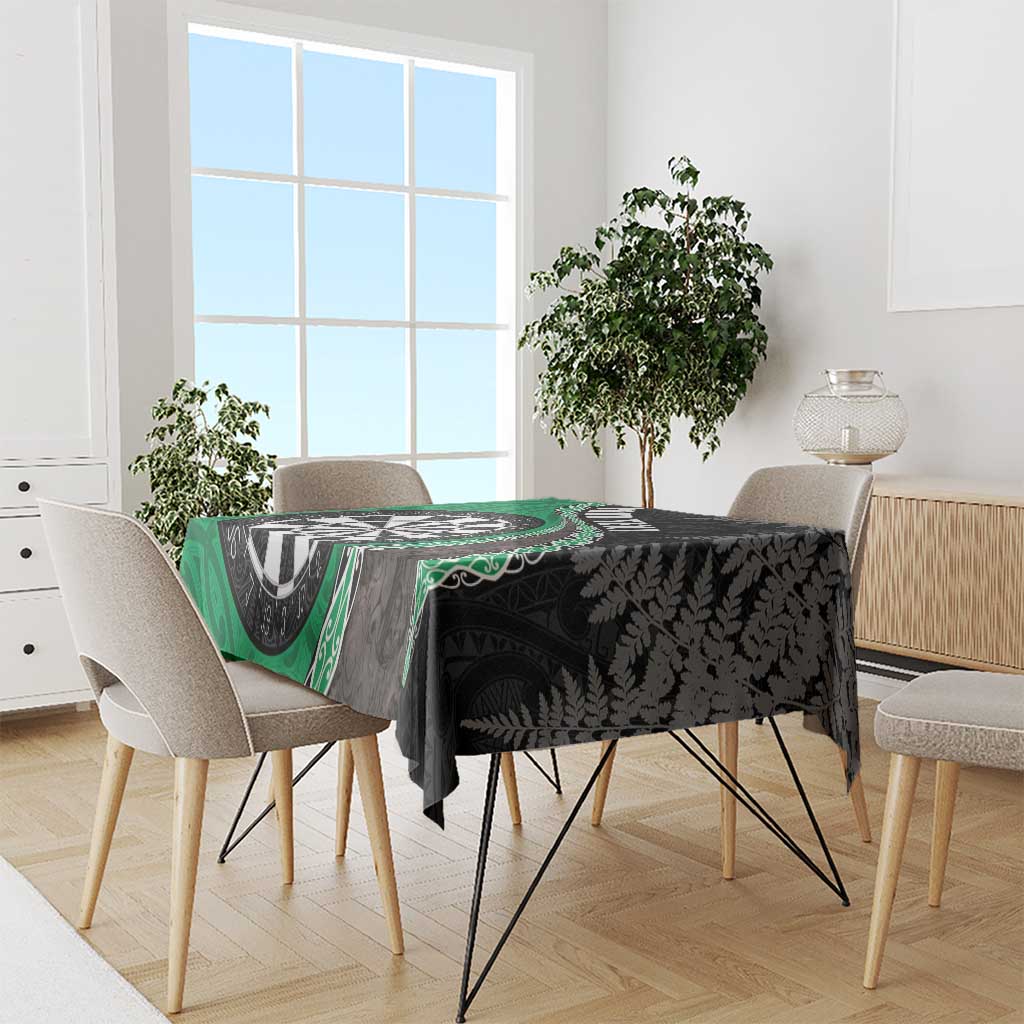 Personalised New Zealand Darts Tablecloth Koru Tribal Tattoo and Silver Fern Maori Pattern Green Color LT03 - Polynesian Pride
