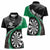 Personalised New Zealand Darts Women Polo Shirt Koru Tribal Tattoo and Silver Fern Maori Pattern Green Color