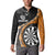 Personalised New Zealand Darts Button Sweatshirt Koru Tribal Tattoo and Silver Fern Maori Pattern Orange Color