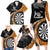 Personalised New Zealand Darts Family Matching Long Sleeve Bodycon Dress and Hawaiian Shirt Koru Tribal Tattoo and Silver Fern Maori Pattern Orange Color