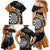 Personalised New Zealand Darts Family Matching Mermaid Dress and Hawaiian Shirt Koru Tribal Tattoo and Silver Fern Maori Pattern Orange Color