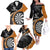 Personalised New Zealand Darts Family Matching Off The Shoulder Long Sleeve Dress and Hawaiian Shirt Koru Tribal Tattoo and Silver Fern Maori Pattern Orange Color