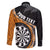 Personalised New Zealand Darts Family Matching Off The Shoulder Long Sleeve Dress and Hawaiian Shirt Koru Tribal Tattoo and Silver Fern Maori Pattern Orange Color