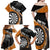 Personalised New Zealand Darts Family Matching Off Shoulder Maxi Dress and Hawaiian Shirt Koru Tribal Tattoo and Silver Fern Maori Pattern Orange Color