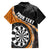 Personalised New Zealand Darts Family Matching Puletasi and Hawaiian Shirt Koru Tribal Tattoo and Silver Fern Maori Pattern Orange Color