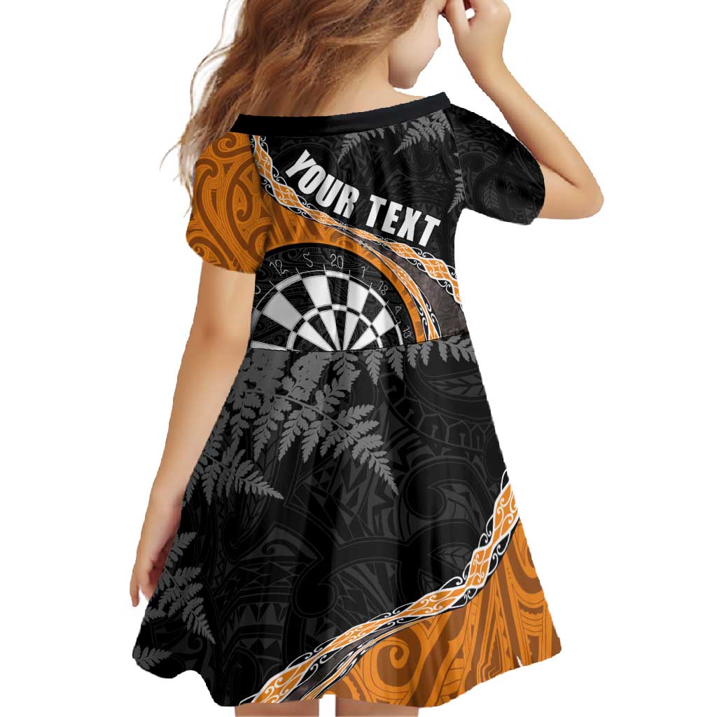Personalised New Zealand Darts Family Matching Tank Maxi Dress and Hawaiian Shirt Koru Tribal Tattoo and Silver Fern Maori Pattern Orange Color