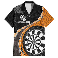 Personalised New Zealand Darts Hawaiian Shirt Koru Tribal Tattoo and Silver Fern Maori Pattern Orange Color LT03 Orange - Polynesian Pride