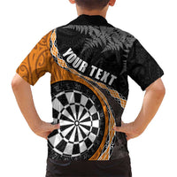 Personalised New Zealand Darts Hawaiian Shirt Koru Tribal Tattoo and Silver Fern Maori Pattern Orange Color LT03 - Polynesian Pride