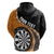 Personalised New Zealand Darts Hoodie Koru Tribal Tattoo and Silver Fern Maori Pattern Orange Color