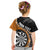 Personalised New Zealand Darts Kid T Shirt Koru Tribal Tattoo and Silver Fern Maori Pattern Orange Color