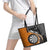 Personalised New Zealand Darts Leather Tote Bag Koru Tribal Tattoo and Silver Fern Maori Pattern Orange Color