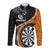 Personalised New Zealand Darts Long Sleeve Button Shirt Koru Tribal Tattoo and Silver Fern Maori Pattern Orange Color