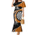 Personalised New Zealand Darts Mermaid Dress Koru Tribal Tattoo and Silver Fern Maori Pattern Orange Color