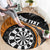 Personalised New Zealand Darts Round Carpet Koru Tribal Tattoo and Silver Fern Maori Pattern Orange Color