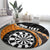 Personalised New Zealand Darts Round Carpet Koru Tribal Tattoo and Silver Fern Maori Pattern Orange Color