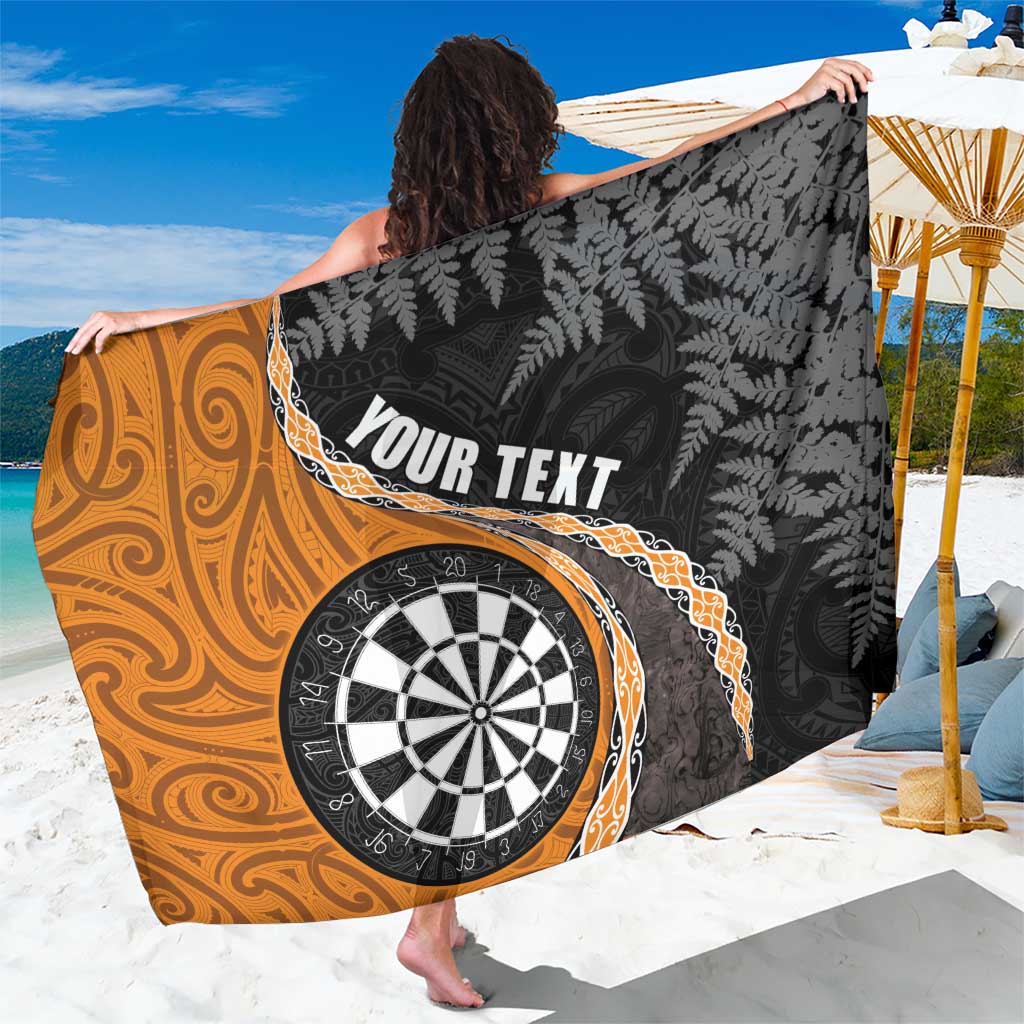 Personalised New Zealand Darts Sarong Koru Tribal Tattoo and Silver Fern Maori Pattern Orange Color