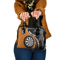 Personalised New Zealand Darts Shoulder Handbag Koru Tribal Tattoo and Silver Fern Maori Pattern Orange Color