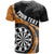 Personalised New Zealand Darts T Shirt Koru Tribal Tattoo and Silver Fern Maori Pattern Orange Color