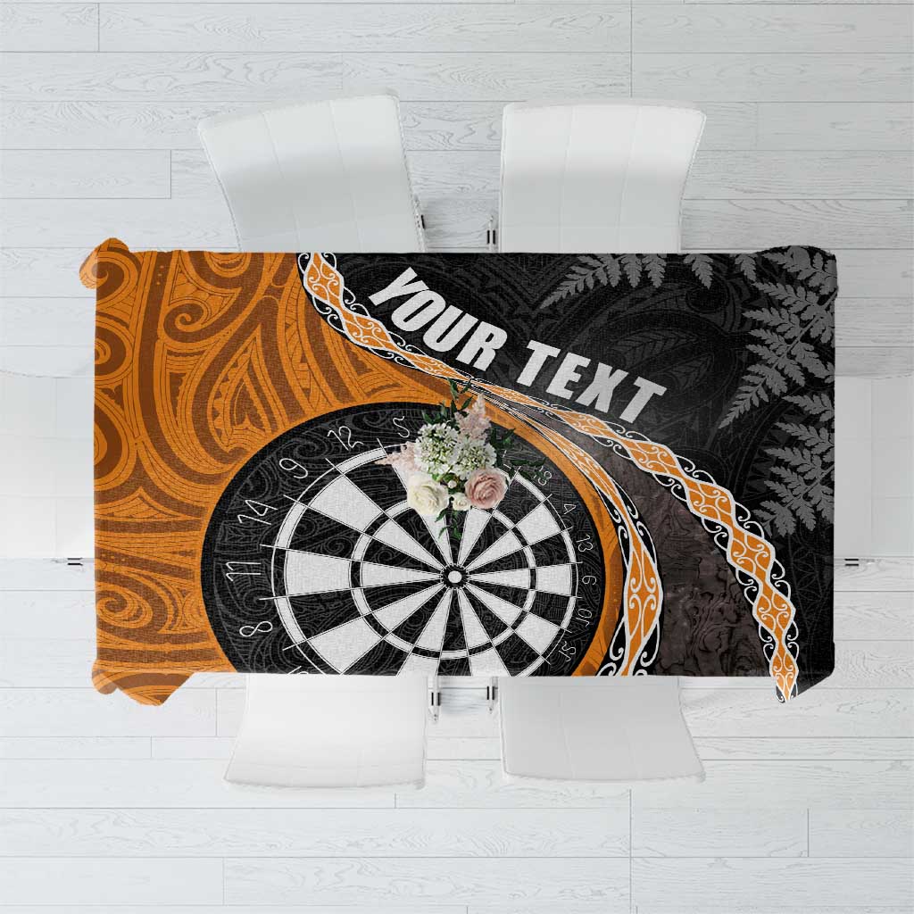 Personalised New Zealand Darts Tablecloth Koru Tribal Tattoo and Silver Fern Maori Pattern Orange Color LT03 Orange - Polynesian Pride