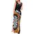 Personalised New Zealand Darts Tank Maxi Dress Koru Tribal Tattoo and Silver Fern Maori Pattern Orange Color