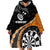 Personalised New Zealand Darts Wearable Blanket Hoodie Koru Tribal Tattoo and Silver Fern Maori Pattern Orange Color