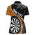 Personalised New Zealand Darts Women Polo Shirt Koru Tribal Tattoo and Silver Fern Maori Pattern Orange Color