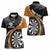 Personalised New Zealand Darts Women Polo Shirt Koru Tribal Tattoo and Silver Fern Maori Pattern Orange Color