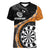 Personalised New Zealand Darts Women V-Neck T-Shirt Koru Tribal Tattoo and Silver Fern Maori Pattern Orange Color